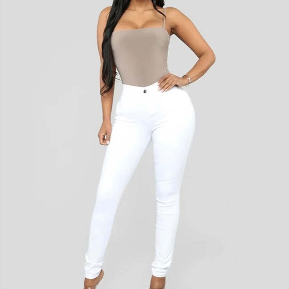 White High Rise Stretchy Skinny Jeans